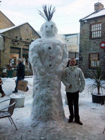 Staff and customers at The Crescent Hotel, Ilkley, built a snowman.