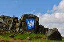Cow and Calf rocks showing Yorkshire Flag