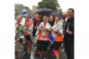 The Airecentre Pacers crew pose after running in atrocious conditions at the York Marathon. From left to right: Sue Hulme, Sharon Elms, Jen Sebright-Pickard, Amada Connolly, Sally Russ, Bernadette Murby and Nick Leathley Picture: Lynette Elizabeth