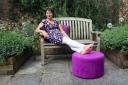 Helen Cook takes a break from her Mellow Duck business for a while – using one of her own footstools