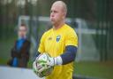 Goalkeeper Tony Thompson was sent off after a Guiseley fan allegedly peed in his water bottle. Picture: Sean Walsh