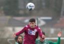 Kevin Gonzalez (jumping) scored a brace for Ilkley in Saturday's defeat at Ashton Town