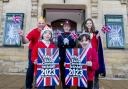 All Saints Primary School pupils Alex Aperghis (left) and Rosalind Brown join Deputy Lieutenant for West Yorkshire Suzanne Watson and Ilkley Carnival committee member Colin Watson to launch the Carnival’s “The Coronation” theme from
