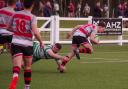 Action from Ilkley's (grey and red shirts) defeat at Billingham last Saturday