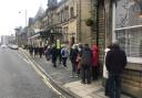 Residents queue for the polling stations at the King's Hall and Winter Gardens on October 23, 2023