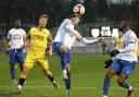 Guiseley (in white) were unable to build on their 2-0 win over Bamber Bridge last time out.