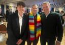 L-R: Noah - Ilkley Pride Youth Ambassador and head boy at IGS, David Shaw MBE  and Robbie Moore MP