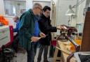 Alex Sobel MP (right) visits Wharfedale Men's Shed