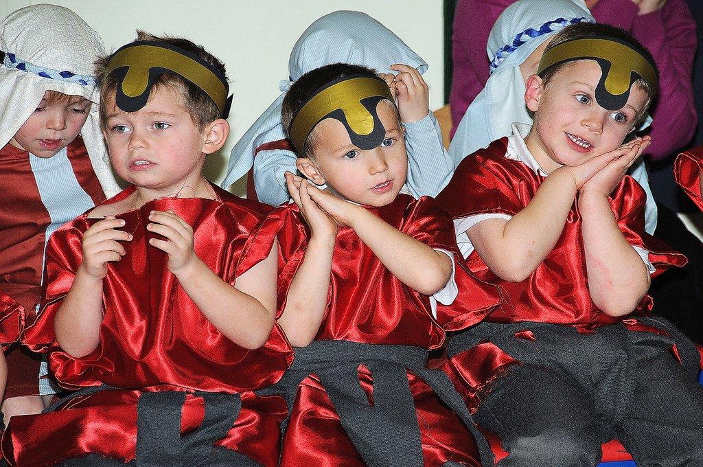 Pupils from Ashlands School, Ilkley, performed The Tale of the Christmas Tree featuring three centurions, from left, Zacci Wigglesworth, Jake Kirkbride and Tom Ridley. 