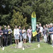 Wharfedale Amnesty Group meets to mark 60 years of Amnesty International at the Amnesty plot in Darwin Gardens, Ilkley