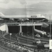 British Airways 747 lands on the newly opened runway in 1984