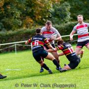 Ilkley Rugby Club (grey) were in a much tighter match than expected on Saturday. Pic by: Peter W.Clark