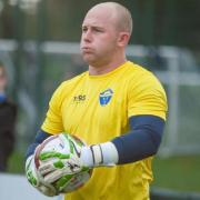 Goalkeeper Tony Thompson was sent off after a Guiseley fan allegedly peed in his water bottle. Picture: Sean Walsh