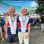 Geoff Howard and Hilda Coulsey at the World Masters Mountain Running Championships in Madeira. Photo credit: Hilda Coulsey