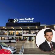 Leeds Bradford Airport and (inset) Alex Sobel MP
