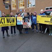 Group for Action on Leeds Bradford Airport (GALBA) demonstrated outside Cookridge Methodist Church on Thursday.
