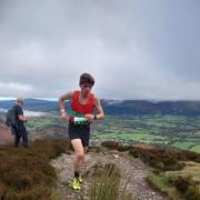 Sam Bentham leading out the mixed team at the British Athletics Fell and Hill Relay Championships in Braithwaite, the Lake District. Photo credit:  Nick Helliwell