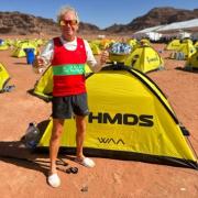 Peter Tapper competing in the 120km Half Marathon Des Sables in the Wadi Rum desert in Jordan. Photo credit:  Peter Tapper
