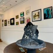 The exhibition at The Tinker Gallery in Ilkley with the model of the fountain centre stage