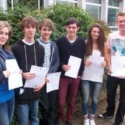 Benton Park School, Rawdon, students celebrating superb A level results. Stand out performances included David Addison’s three A*s and an A; Adam Fryer’s two A*s and two As; Rebecca Wood’s one A* and four As; Mollie Horne one A* and three As