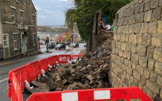 Wall collapses on Baildon Road