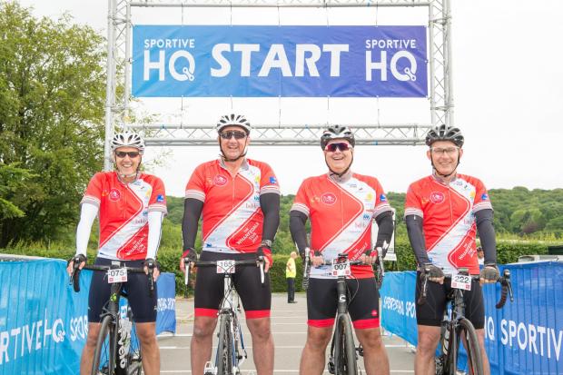 Ready to roll - Gordons’ Philip Paget (second from right) is urging riders to sign up for the Wharfedale Ton