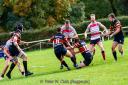 Ilkley Rugby Club (grey) were in a much tighter match than expected on Saturday. Pic by: Peter W.Clark