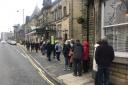 Residents queue for the polling stations at the King's Hall and Winter Gardens on October 23, 2023