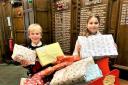 Santa’s little helpers Oscar and Sofia at Moorfield School in Ilkley