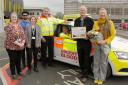 (L-R) Jenny Fullthorpe, Krishnan Sharma, Joanna Andrew. Whiteknights Volunteers, Mike Harrison and Andy Richardson alongside the vehicle’s donors, Peter and Maggie Wilson