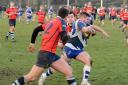 Luke Cowdell bursts through to score a try for Old Otlensians at Ripon, Picture: Roy Appleyard
