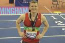 Harry Maslen pictured at the UK Athletics Indoor Championships in Birmingham