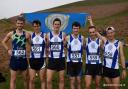 Ben Rothery (3rd from left), Jack Cummings (3rd from right) and Nathan Edmondson (right) representing Yorkshire at the Inter Counties Fell Running Championships. Photo credit:  Woodentops