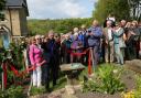 Alan Titchmarsh cuts the ribbon to open the new Medieval Garden at Ilkley Manor House