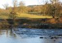 A high river over the stepping stones at Burley-in-Wharfedale