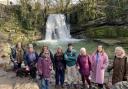 Guided walk group from DalesBus 864 at Janets Foss