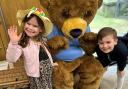 Marty Bear and children at the event organised by the Ilkley Friends of Martin House Hospice