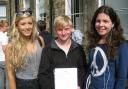 Celebrating good GCSE grades at Ilkley Grammar School were Abi Birch, Simon Wood and Amy Elliott. Abi dashed back from setting her tent up at Leeds Festival to pick up her results