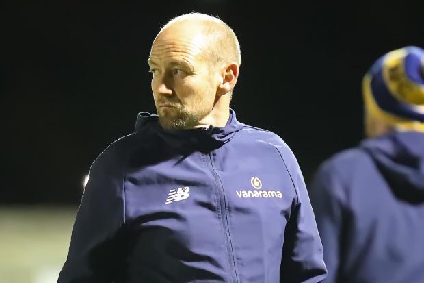 Guiseley joint-manager Russ O’Neill will have been frustrated to see his side miss out on a Boxing Day clash at Farsley Celtic. Picture: Alex Daniel Photography.
