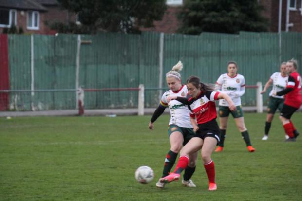 Action from the Harrogate Railway v. Silsden midweek County Premier game at Station View (picture courtesy Silsden Ladies)