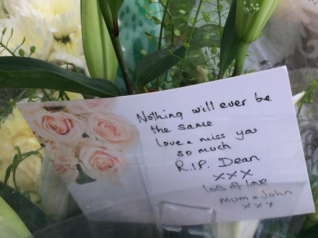 Ilkley Gazette: One of the tributes left at the scene today