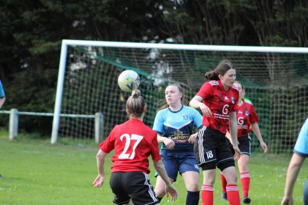 :  Field Ladies (in blue) were in action at home to Hepworth United Development in the WRCWFL Second Division (pic courtesy of Carys Crow)