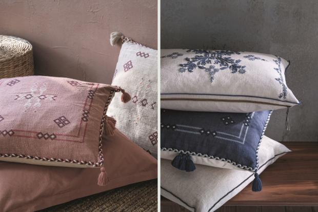 Ilkley Gazette: M&S x Fired Earth Sofia (left) and Bolster (right) cushions. Credit: M&S
