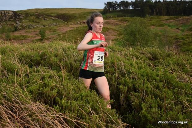 Emily Gibbins, first lady to finish at the Jack Bloor Fell Race. Photo credit: Woodentops