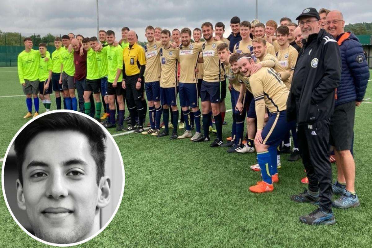 Ilkley Town and Knaresborough raised for charity in memory of former Ilkley player Calum Tong, inset.
