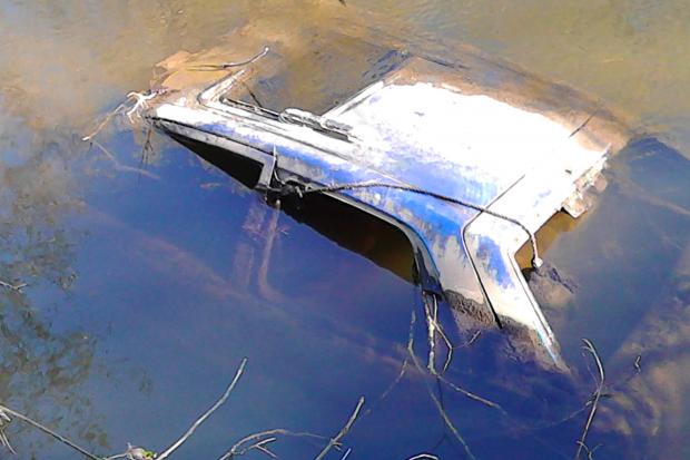 A partially submerged has been discovered next to the Salts Sports Association at Saltaire