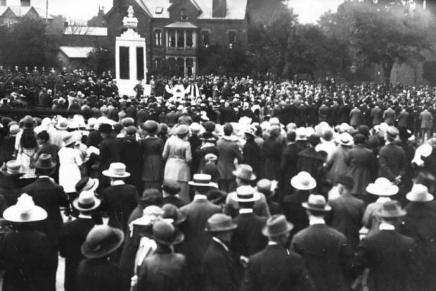 The war memorial dedication in 1922