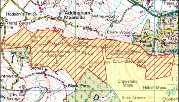 Ilkley Gazette: The area of Addingham Moor temporarily closed to public