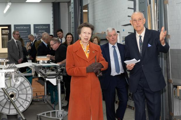 Princess Anne was given a tour of Marton Mills in Pool-in-Wharfedale on Tuesday.