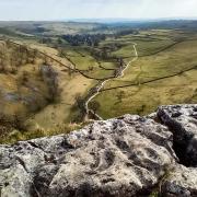 Looking towards Malham from the limestone pavement at the top of the cove